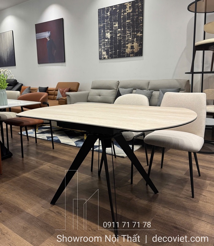 bàn ăn mặt đá kéo dài