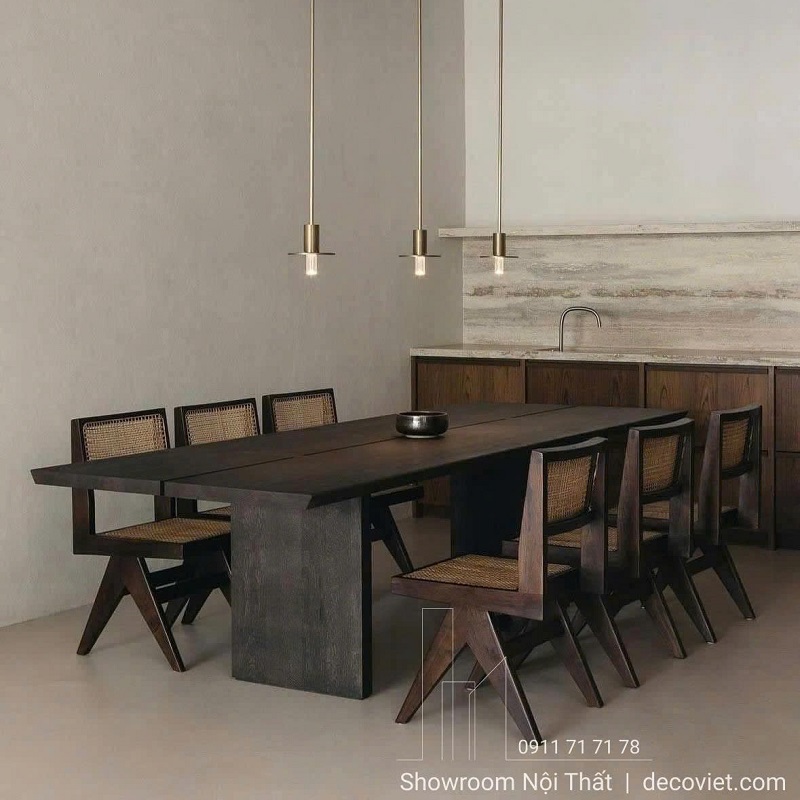 bộ bàn ghế ăn gỗ óc chó 6 ghế