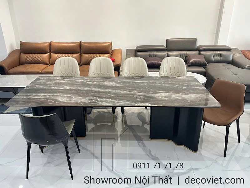 bàn ăn 8 ghế mặt đá