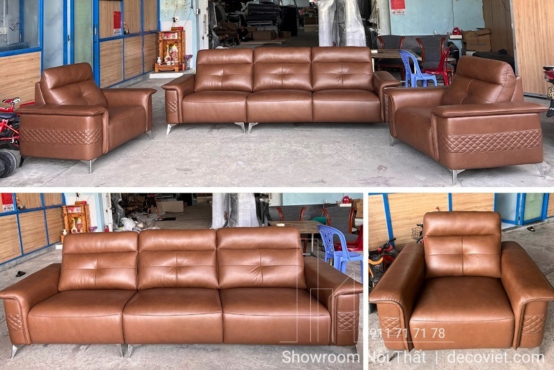 bộ ghế sofa da bò cao cấp