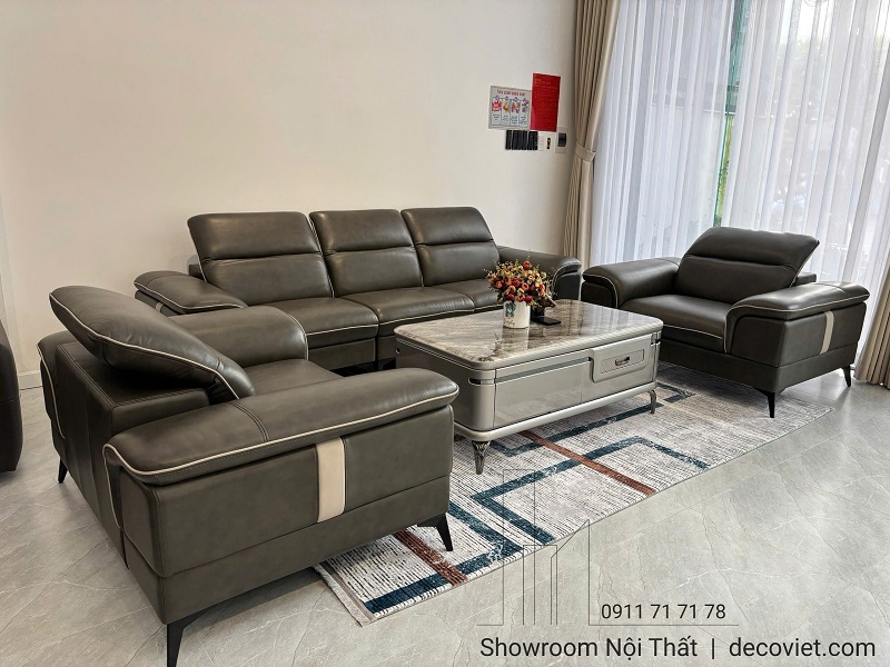 Sofa phòng khách cao cấp chất liệu da bò Ý sang trọng