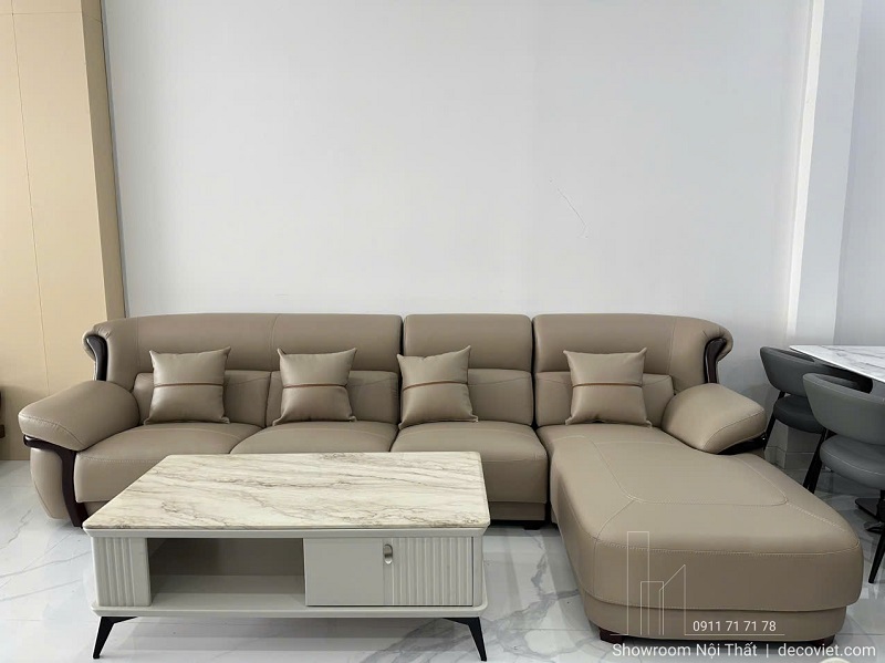 bộ ghế sofa gỗ bọc da cao cấp