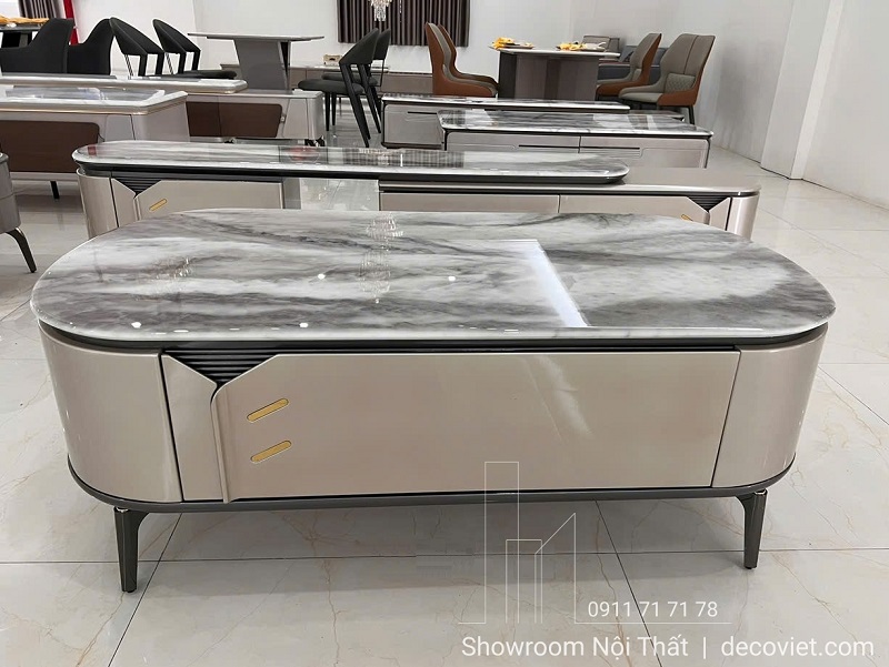 Nội thất phòng khách với bộ bàn trà kệ tivi nhập khẩu 85T