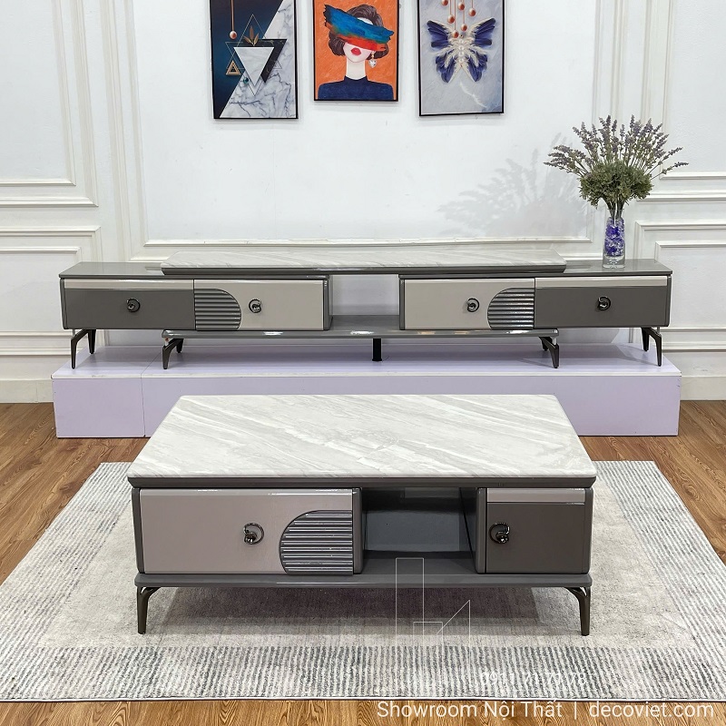 Combo kệ tivi mặt đá nhập khẩu 110T thiết kế hiện đại
