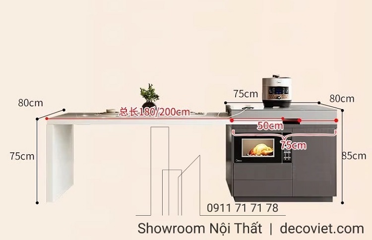 Đảo Bếp Kết Hợp Bàn Ăn