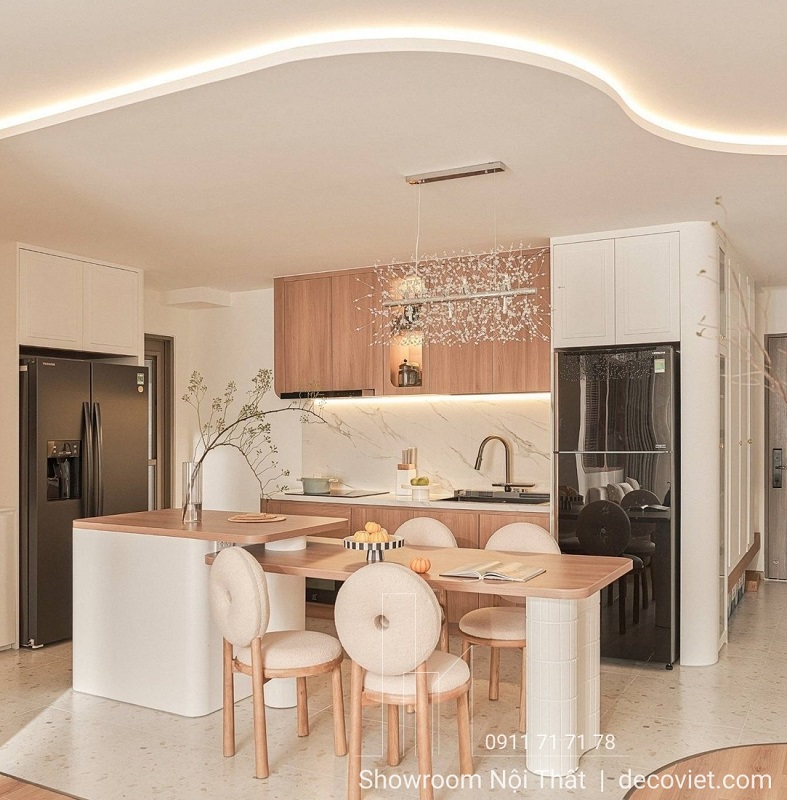 Đảo bếp kết hợp bàn ăn hiện đại 2654S thiết kế sang trọng