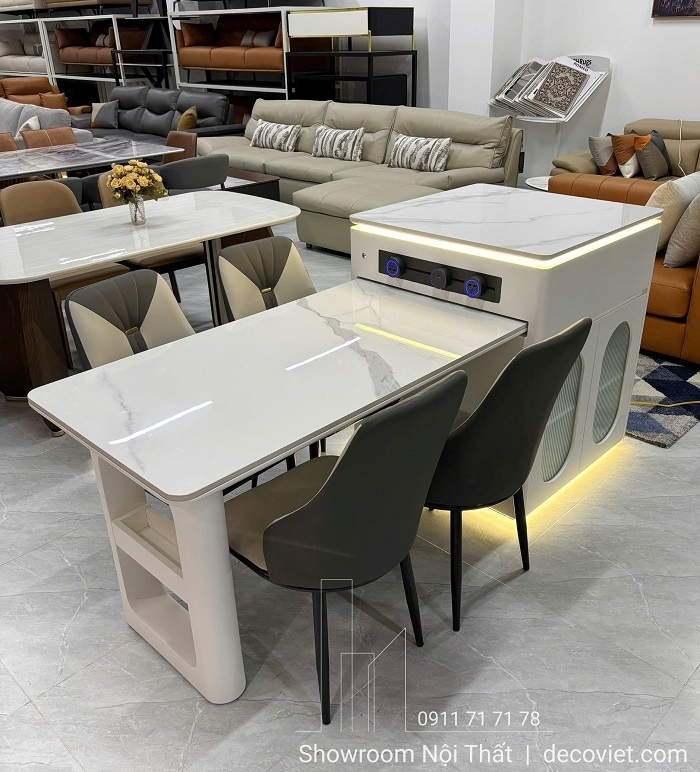 bàn đảo bếp mặt đá đẹp thiết kế tiện dụng cho chung cư