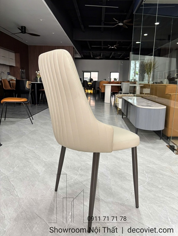 ghế bàn ăn bọc da tone xám thanh lịch tại DecoViet