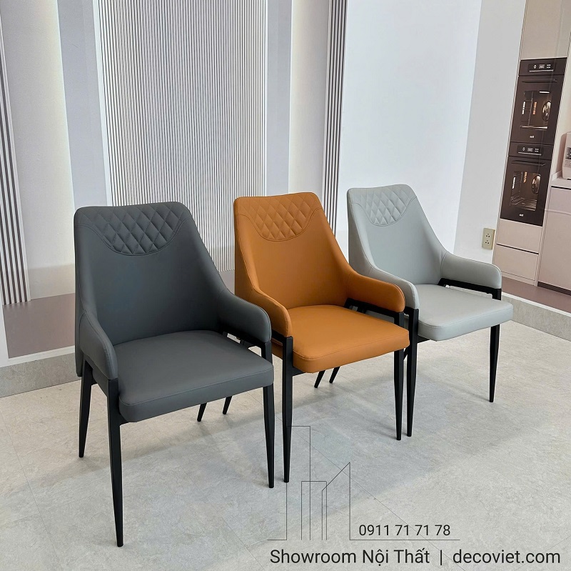 ghế ăn bọc da nhập khẩu hiện đại chân sắt đen