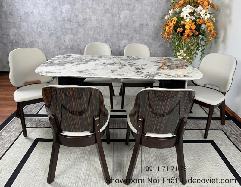 Nội thất DecoViet – ghế ăn cao cấp phối da và gỗ đẹp nổi bật