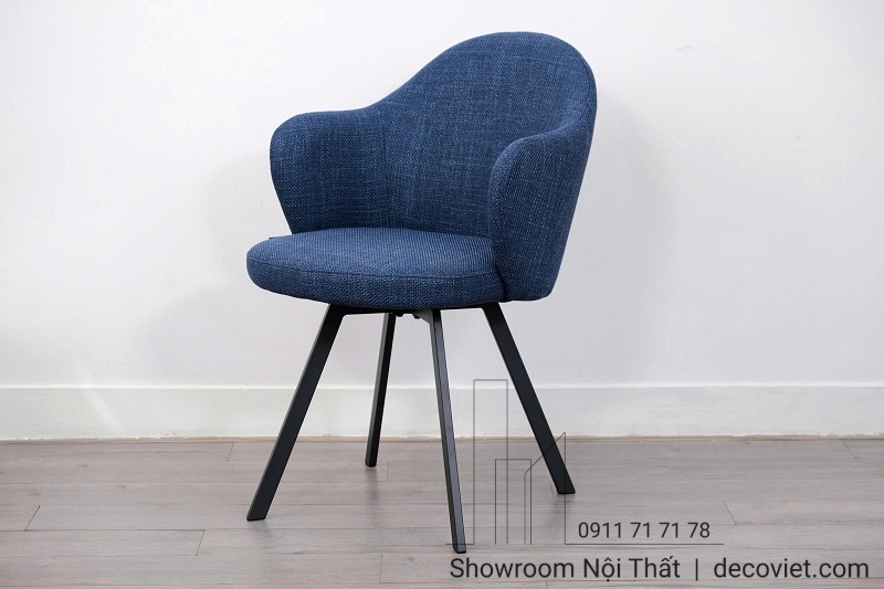 ghế ăn vải nỉ xoay 360 độ màu xanh navy sang trọng
