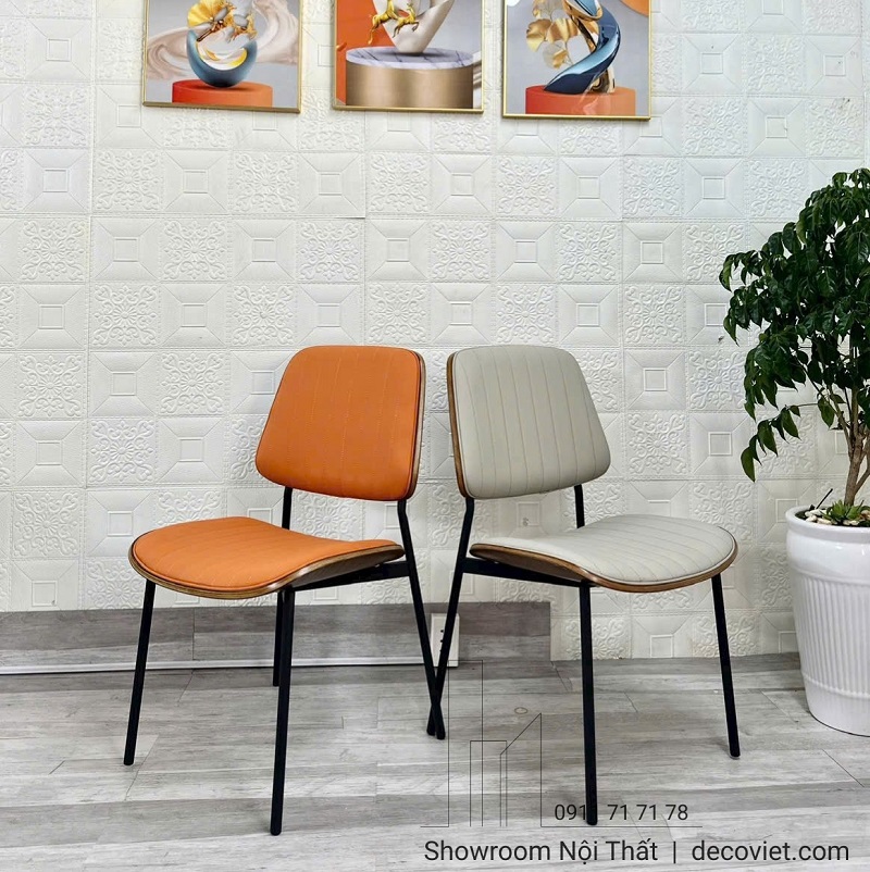 Ghế ăn nhập khẩu 550S màu xám, cam, kem phối hiện đại