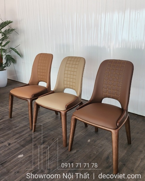 ghế ăn gỗ bọc da hiện đại