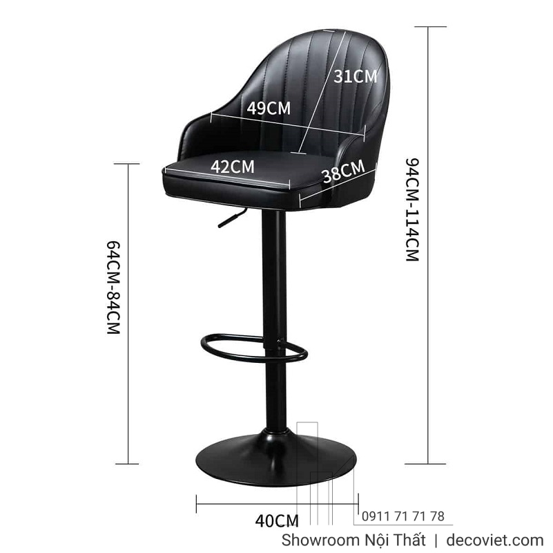 kích thước ghế quầy bar