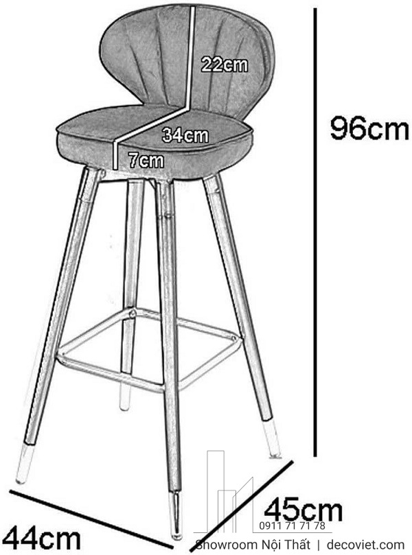 chiều cao tiêu chuẩn ghế bar