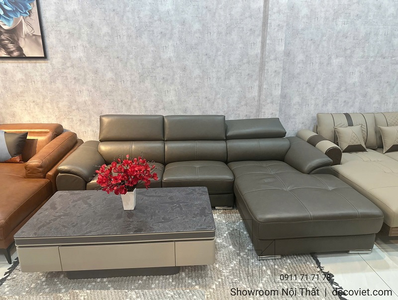 Sofa da thật 904T kết hợp bàn trà mặt đá sang trọng
