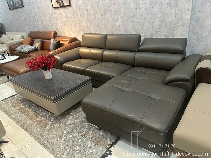 Phòng khách đẹp với sofa da bò Ý nhập khẩu và bàn trà mặt đá