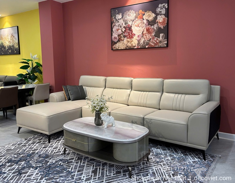 Ghế sofa chữ L bọc da mềm mại sang trọng 1126T