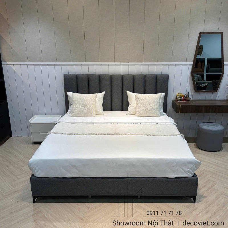 Giường ngủ bọc vải giá rẻ 208T thiết kế hiện đại cho phòng ngủ