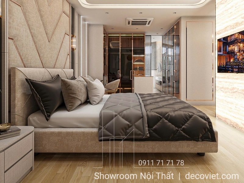 giường ngủ bọc vải sang trọng