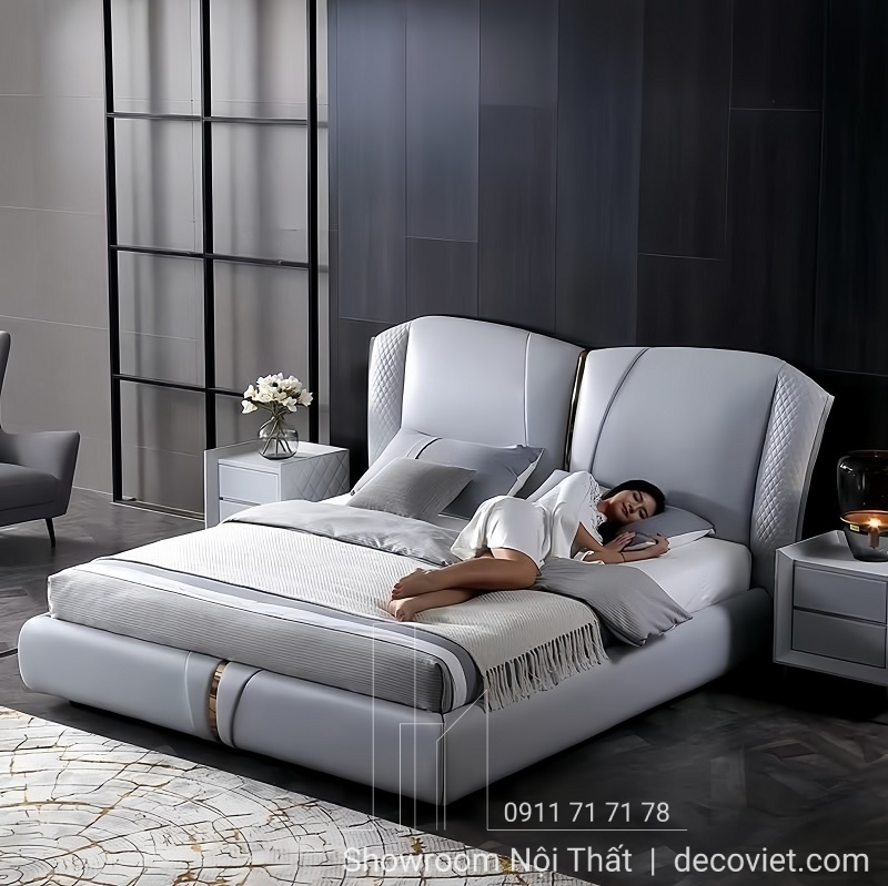 giường ngủ bọc da hiện đại