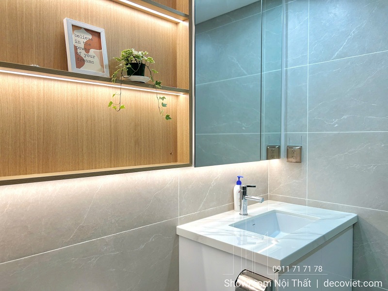 Khu vực nhà vệ sinh của căn hộ Thảo Điền Pearl được DecoViet thi công hoàn thiện tinh tế