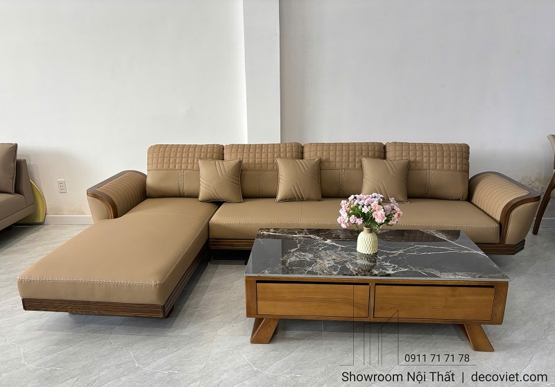 Sofa gỗ ASH bọc da microfiber cao cấp
