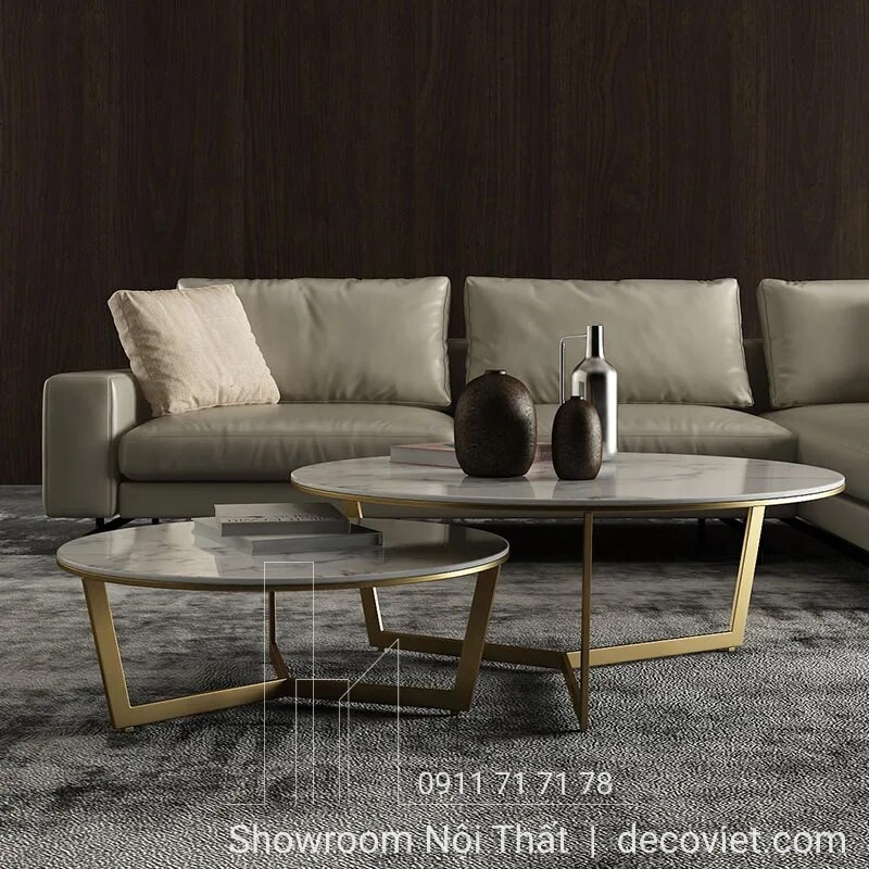 bàn trà đôi mặt đá hiện đại