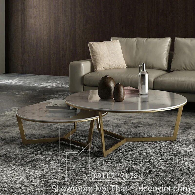 bàn trà inox mặt đá