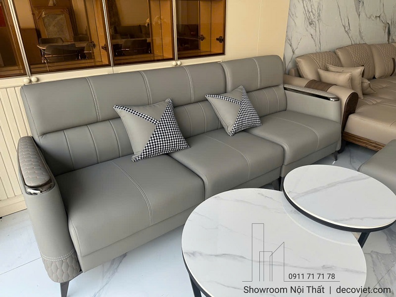 sofa băng kèm ghế đôn linh hoạt cho căn hộ chung cư nhỏ