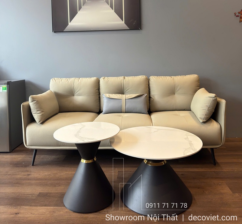Sofa da bọc 968T giá rẻ thiết kế tinh gọn cho phòng khách