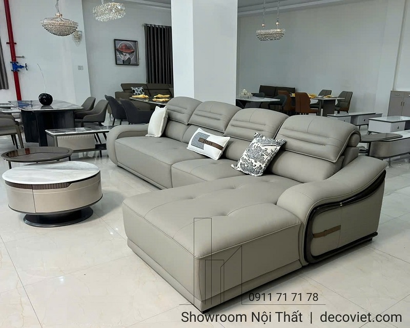 Sofa da góc chữ L 1068T với tựa lưng cao êm ái và thoải mái