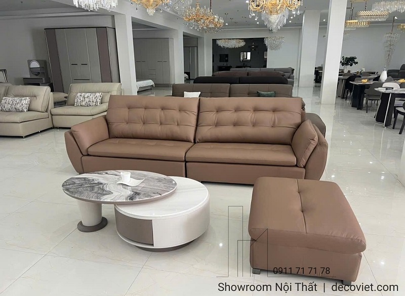 phòng khách sang trọng với bộ sofa da nhập khẩu 1060t decoviet