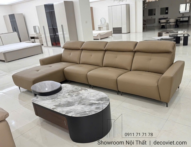 Sofa da nhập khẩu 1115T với thiết kế tựa lưng cao êm ái