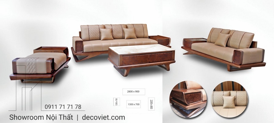 ghế sofa gỗ bọc da đẹp