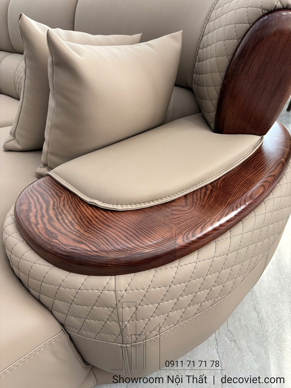 Sofa gỗ tự nhiên bọc da cao cấp kiểu dáng hiện đại