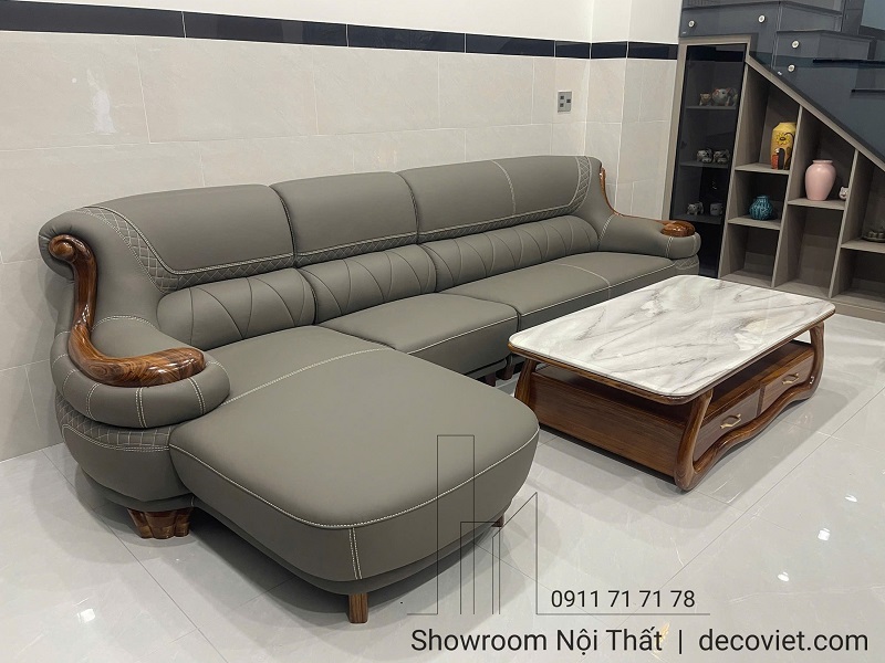 mẫu sofa nhập khẩu tân cổ điển bọc da cao cấp 1048T