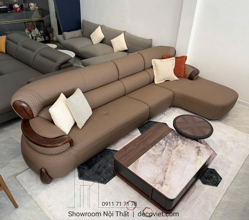 sofa gỗ mun cao cấp 1120t bọc da nhập khẩu sang trọng