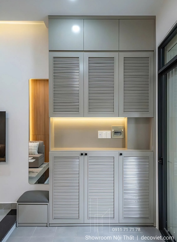 tủ giày âm tường nhà phố hiện đại tphcm