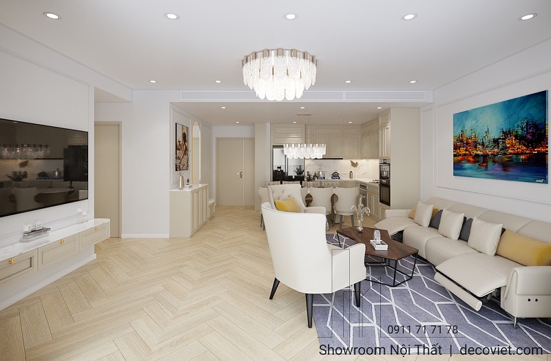 Sofa da chỉnh điện thông minh cho phòng khách căn hộ 2 phòng ngủ cao cấp