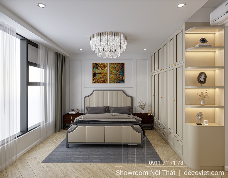 Thiết kế nội thất phòng ngủ master Sunwah Pearl phong cách tân cổ điển