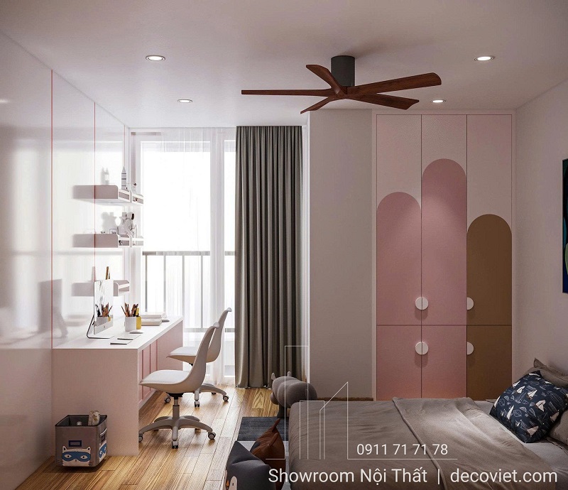 Góc học tập cạnh cửa sổ ngập ánh sáng tự nhiên