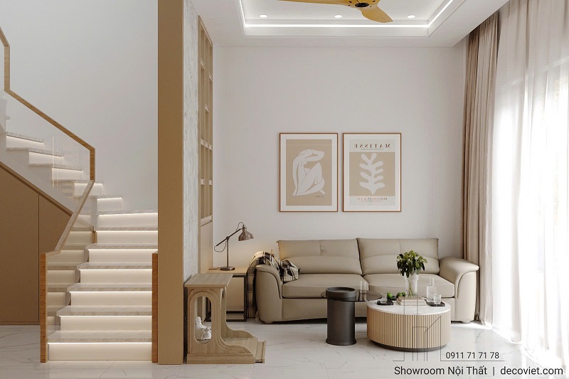 Thiết kế nội thất nhà phố 3 phòng ngủ Quận 9 phong cách hiện đại sang trọng