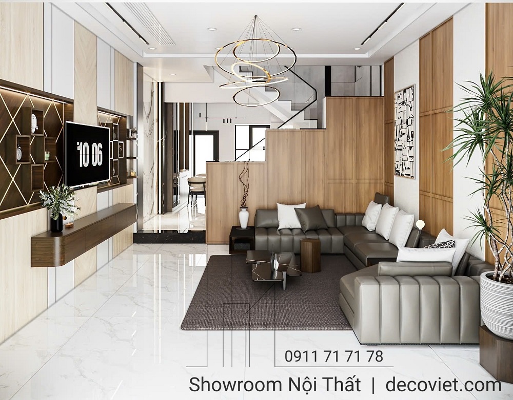thiết kế nội thất phòng khách nhà phố sang trọng