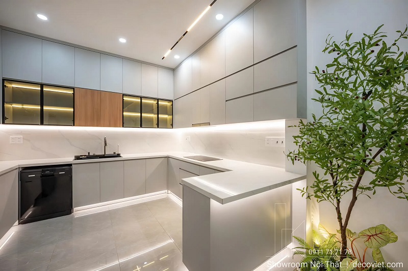 thi công tủ bếp chữ l nhà phố tphcm