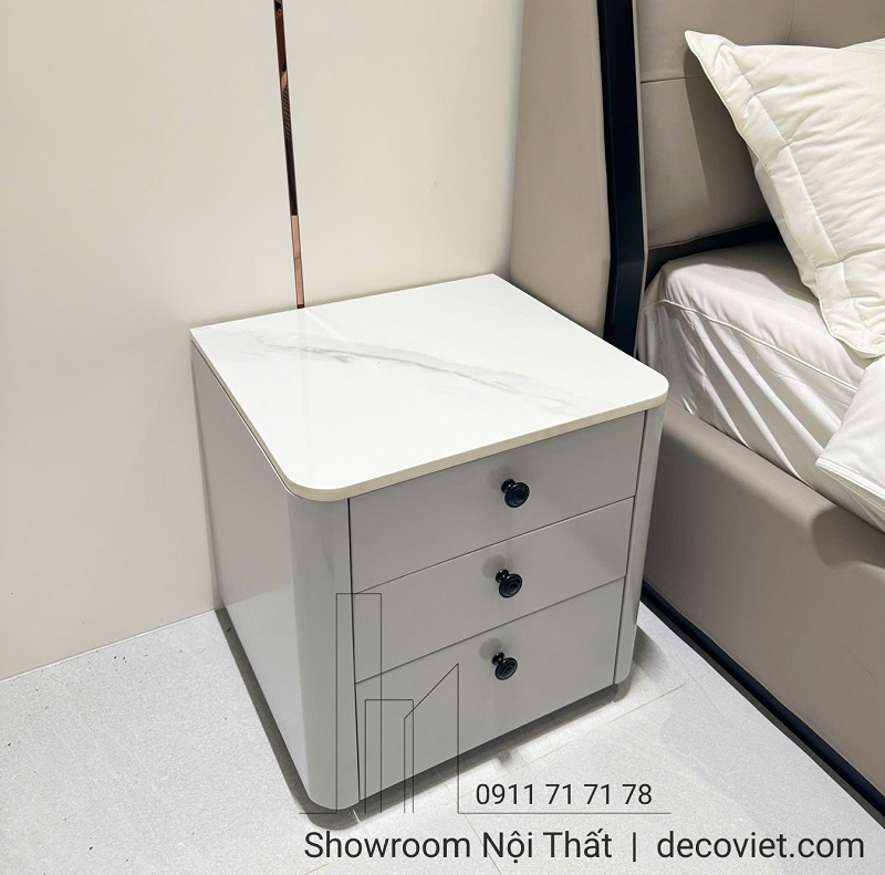 Tủ gỗ đầu giường hiện đại màu trắng