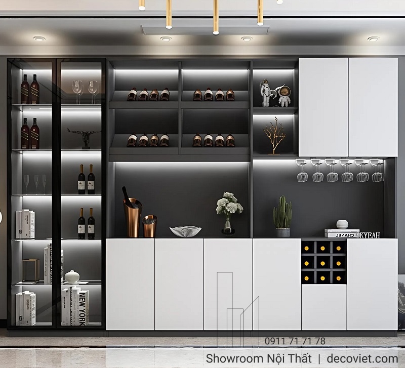 thi công tủ rượu gỗ công nghiệp