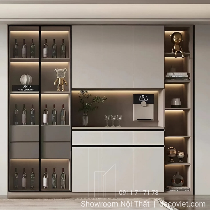 thi công tủ rượu hiện đại