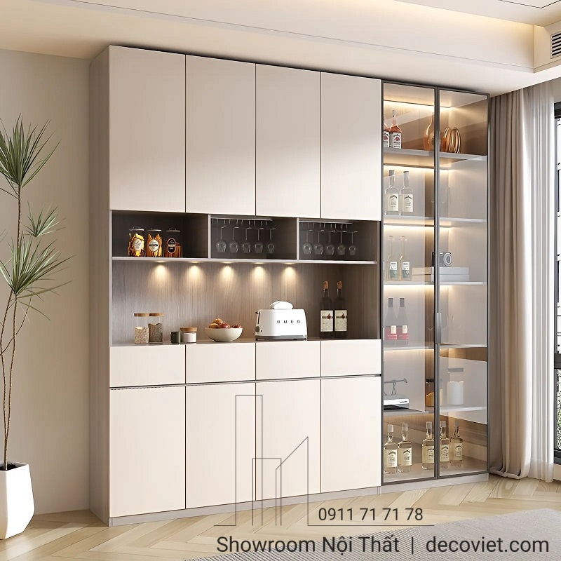 tủ rượu gỗ cánh kính hiện đại