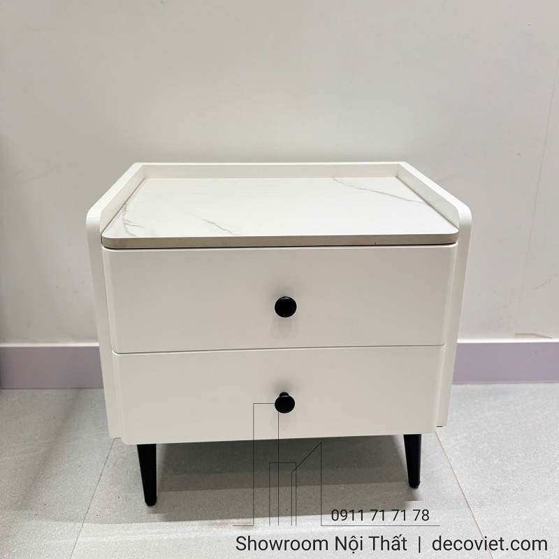 tủ đầu giường gỗ mặt đá chân sắt cao cấp